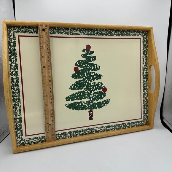 Vintage 1997 Christmas Tree Serving Tray Platter with Handles by Furio - Picture 2 of 5
